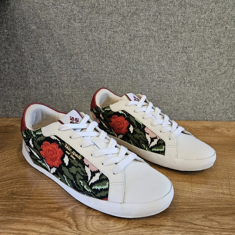 Kate Spade Ace Rose Women's Sneakers With Floral Embroidered Design Size 7.5